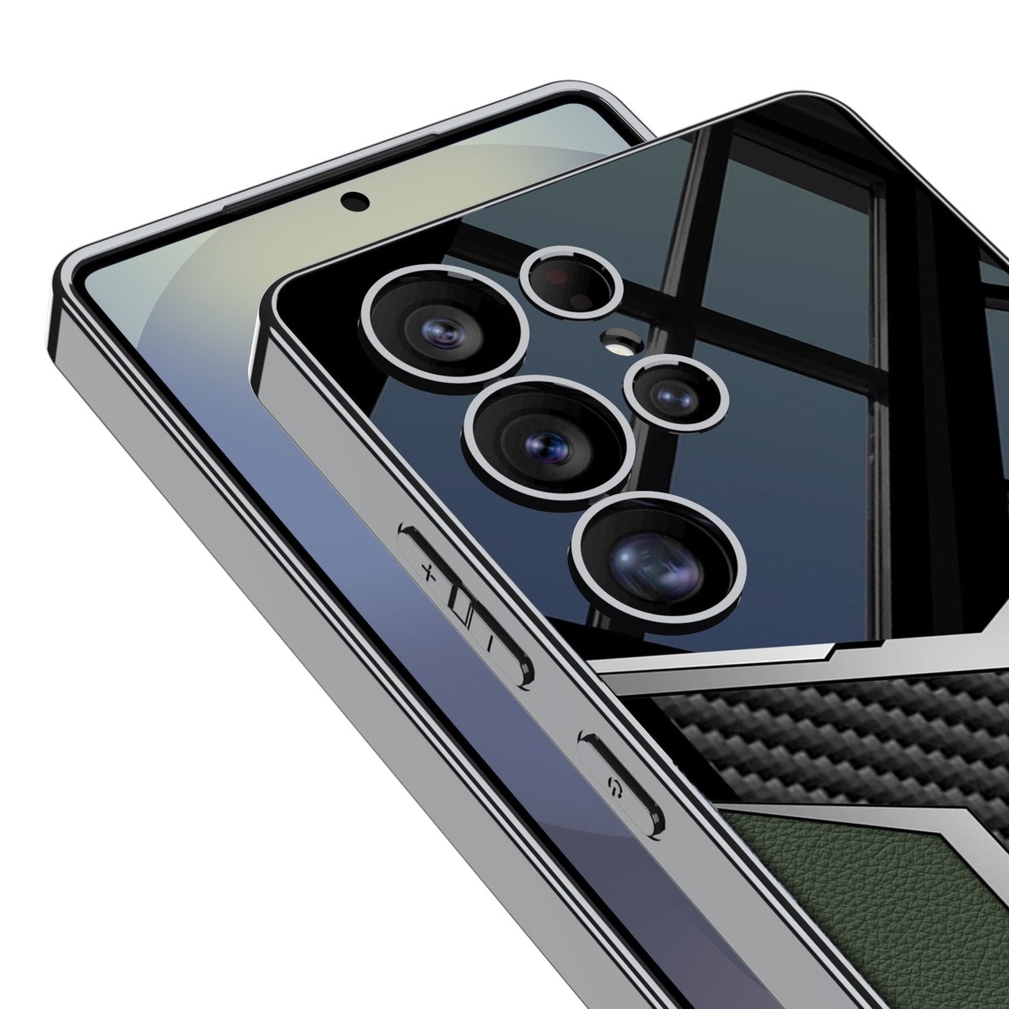 Electroplated Futuristic Faux Leather Case - Samsung