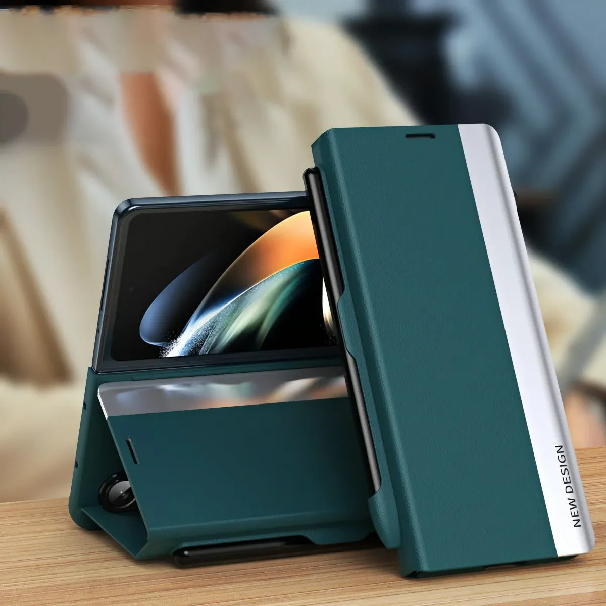 Luxury Electroplated Leather Magnetic Phone Case for Z Fold 3