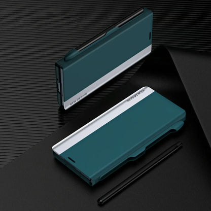 Luxury Electroplated Leather Magnetic Phone Case for Z Fold 5