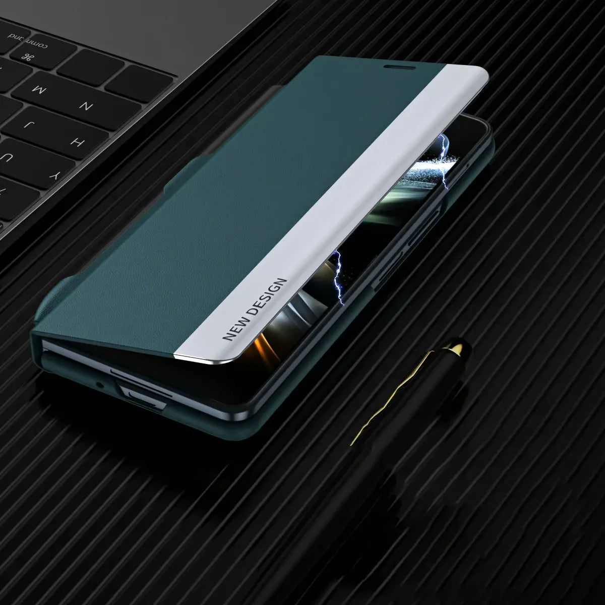 Luxury Electroplated Leather Magnetic Phone Case for Z Fold 5