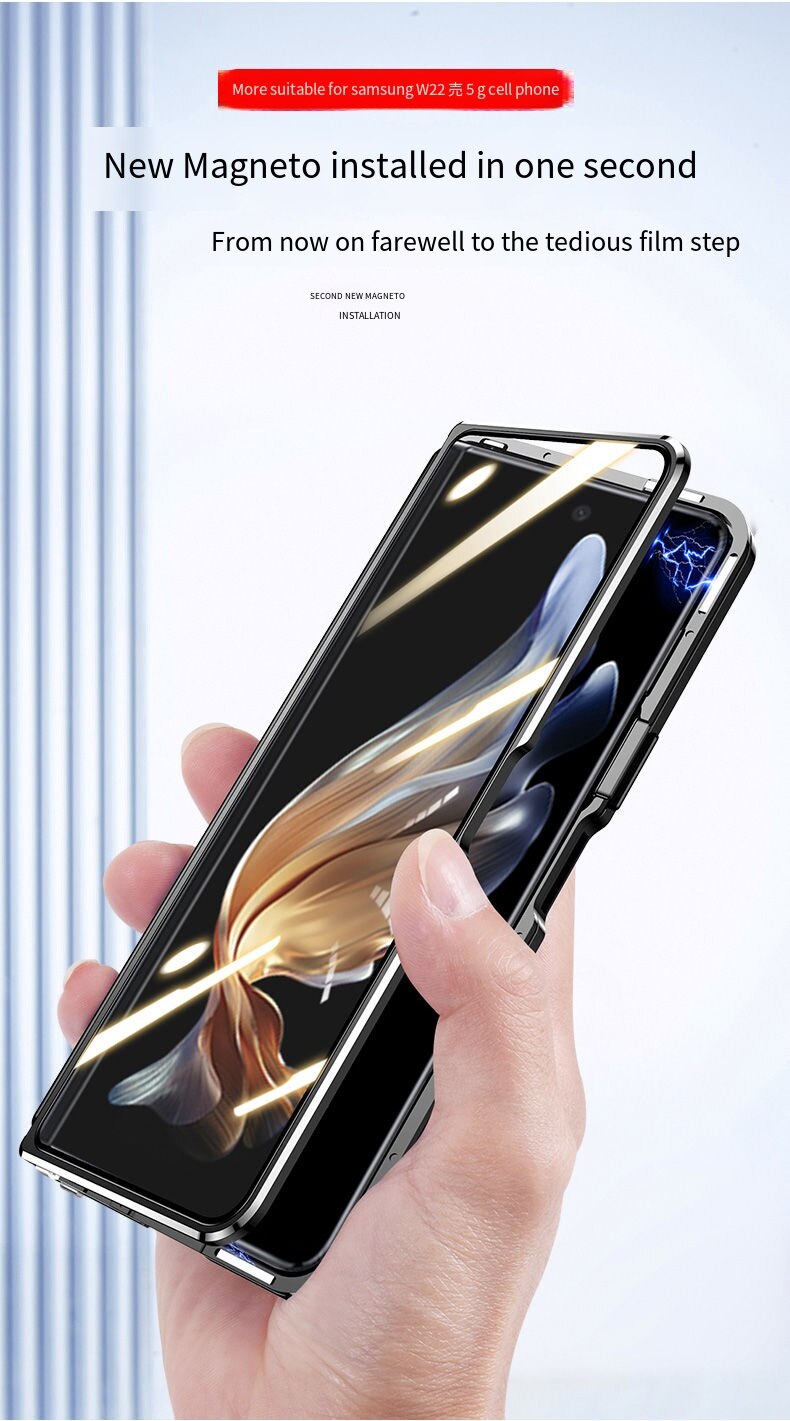 Samsung Galaxy Z  Fold4 Magnetic Double-Sided Protection Tempered Glass Aluminum Frame Phone Case