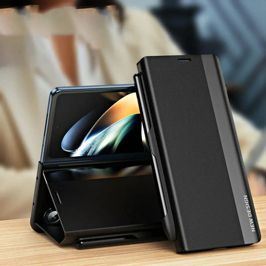 Luxury Electroplated Leather Magnetic Phone Case for Z Fold 6