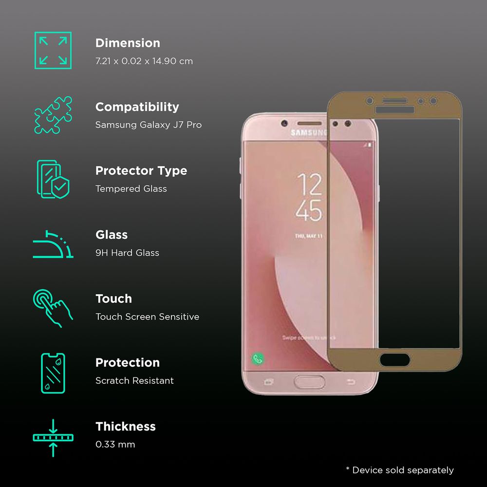 Mighty 2.5D Tempered Glass for SAMSUNG Galaxy J7 Pro (Scratch Resistant) - Image 4