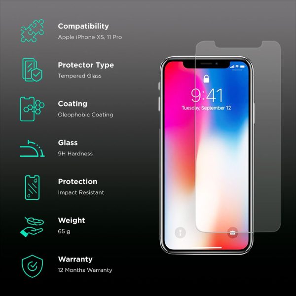 Tempered Glass Screen Protector for Apple iPhone XS and 11 Pro (Fingerprint Resistant)