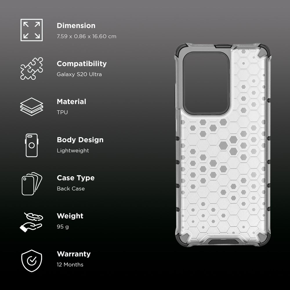 TPU Back Cover for SAMSUNG Galaxy S20 Ultra (Lightweight, Clear with Black) - Image 2