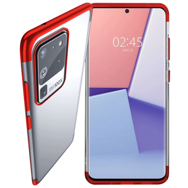 Luxury Polyurethane Back Cover for SAMSUNG Galaxy S20 Ultra (Lightweight, Clear with Red)