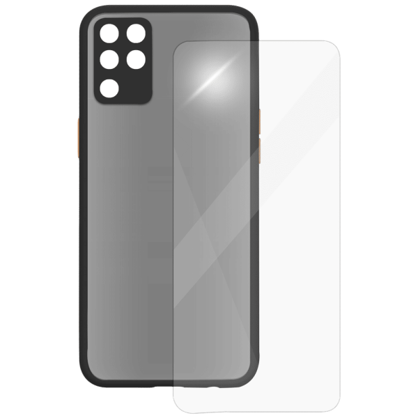 Camera Duplex Screen Protector & Polycarbonate Back Cover Combo for oppo F19 Pro (Scratch Protection, Black)