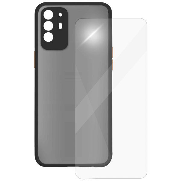 Camera Duplex Screen Protector & Polycarbonate Back Cover Combo for oppo F19 Pro Plus (Scratch Protection, Black)