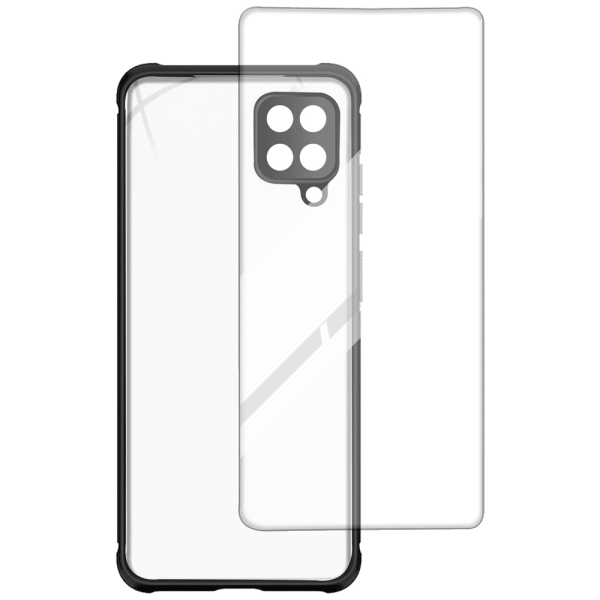 Hybrid Back Case and Screen Protector Bundle For Samsung Galaxy A12 (Ultra Transparent Visibility)
