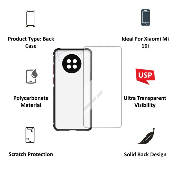 Hybrid Screen Protector & Polycarbonate Back Cover Combo for Xiaomi Mi 10i (Scratch Protection, Black)
