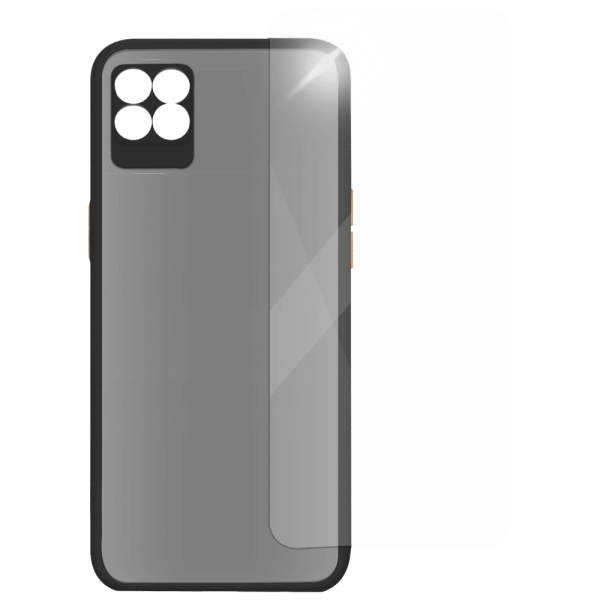 Duplex Screen Protector & Polycarbonate Back Cover Combo for realme 8 (Anti Scratch Design, Black)