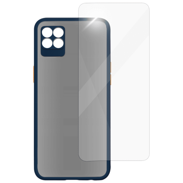 Camera Duplex Screen Protector & Polycarbonate Back Cover Combo for realme 8 Pro (Anti Scratch Design, Blue)