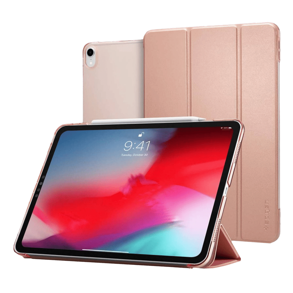 Smart Fold Polycarbonate, Rubber Flip Cover for Apple iPad Pro 11 Inch (Wireless Charging Compatible, Rose Gold) - Image 2