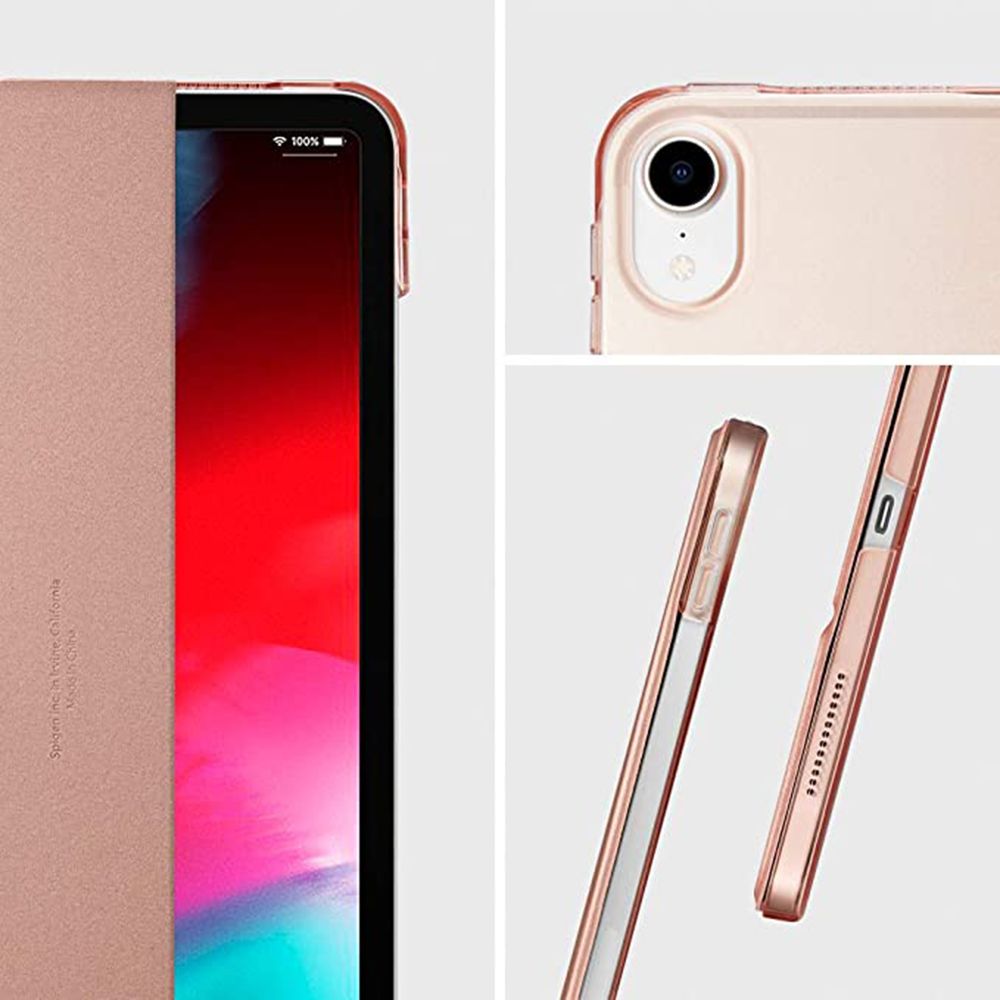 Smart Fold Polycarbonate, Rubber Flip Cover for Apple iPad Pro 11 Inch (Wireless Charging Compatible, Rose Gold)