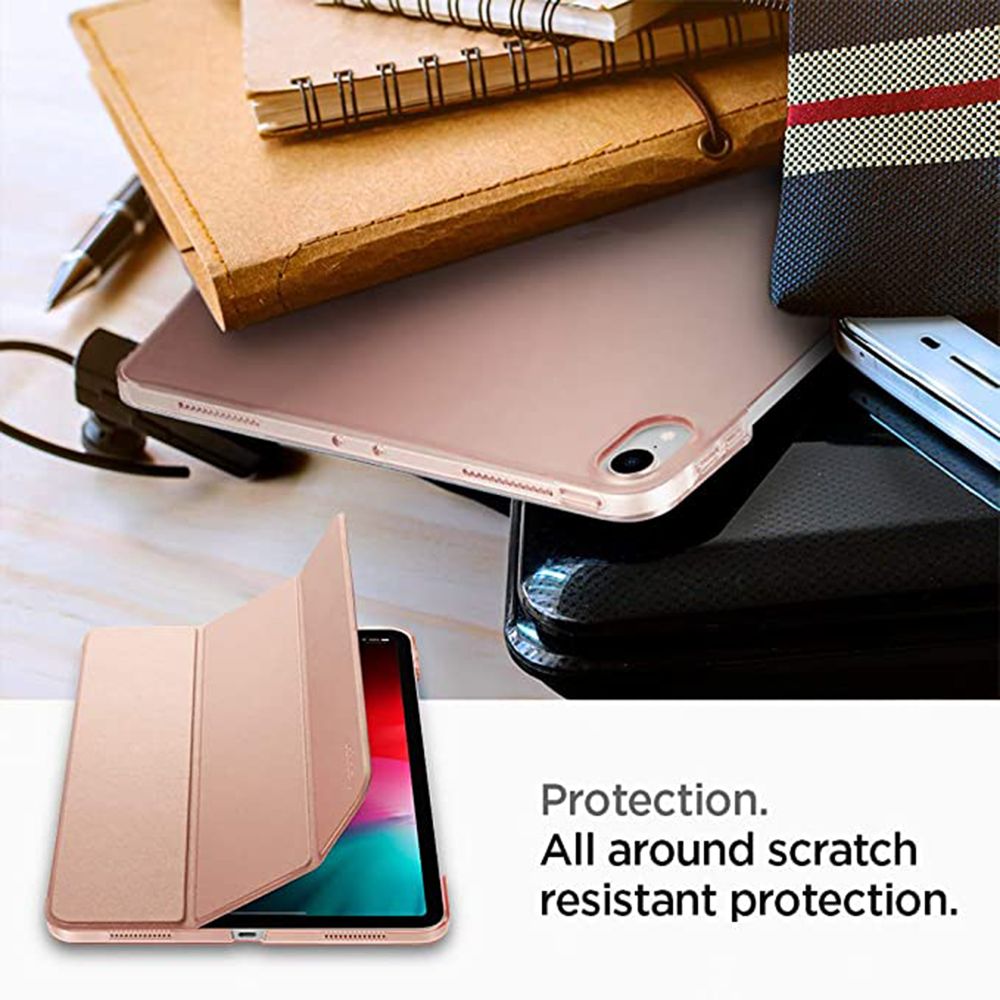 Smart Fold Polycarbonate, Rubber Flip Cover for Apple iPad Pro 11 Inch (Wireless Charging Compatible, Rose Gold) - Image 4
