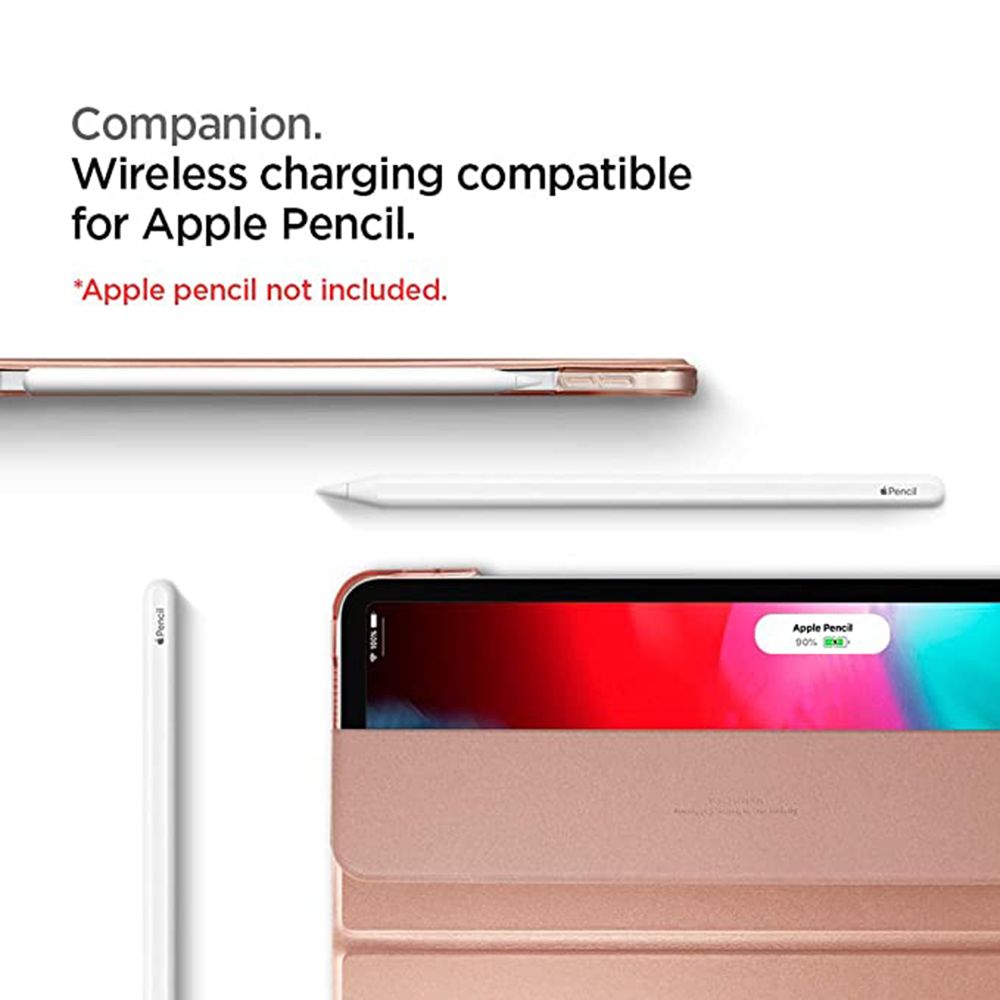Smart Fold Polycarbonate, Rubber Flip Cover for Apple iPad Pro 11 Inch (Wireless Charging Compatible, Rose Gold) - Image 5