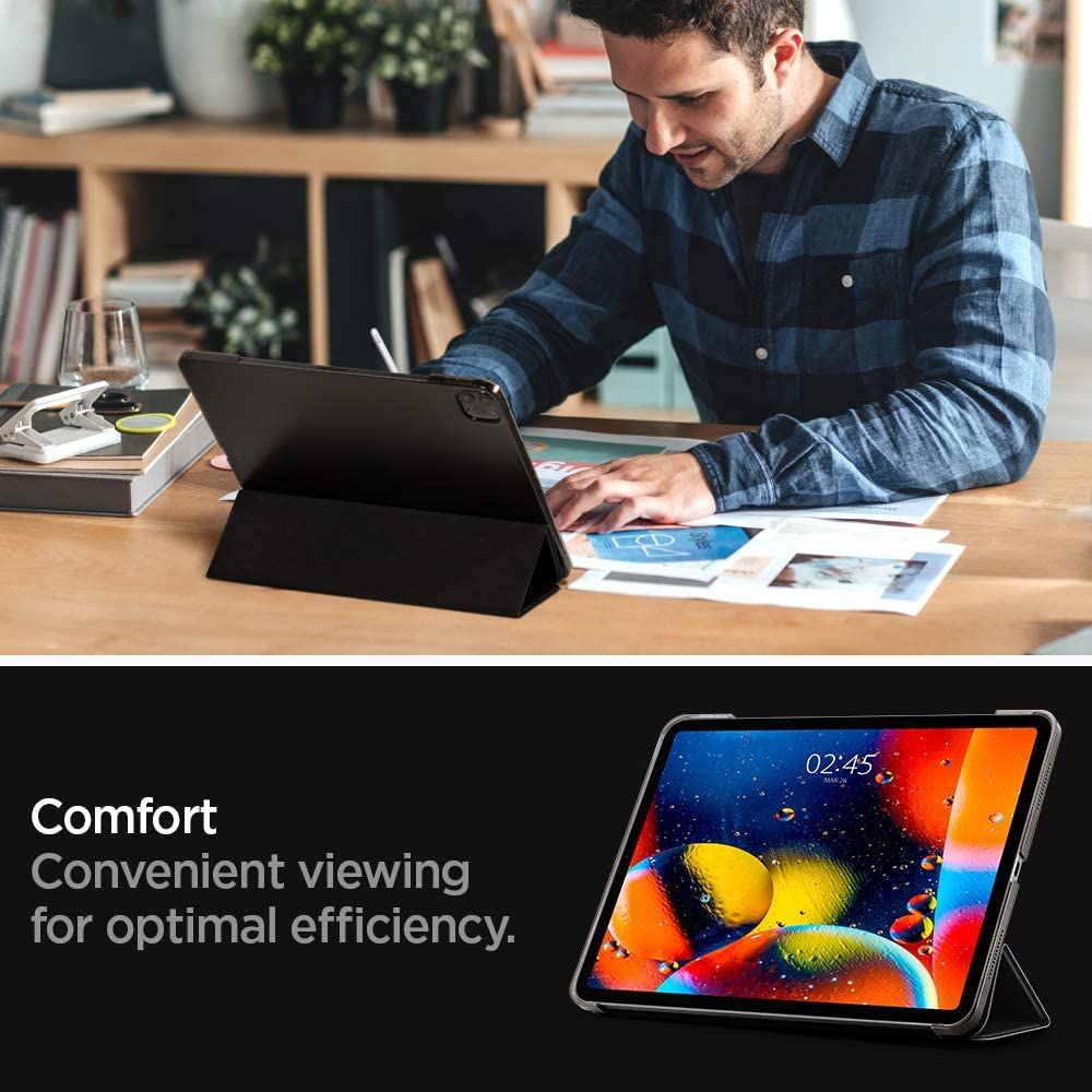 Smart Fold Hard Polyurethane Leather & Polycarbonate Back Cover for Apple iPad Pro 11 Inch (2018/2020) (Magnetic Closure, Black) - Image 17