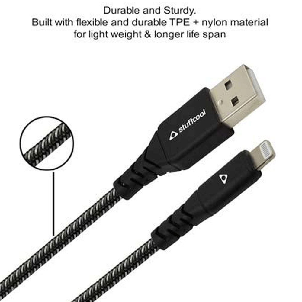 Type A to Lightning 3.9 Feet (1.2M) Cable (MFI Certified, Black) - Image 6