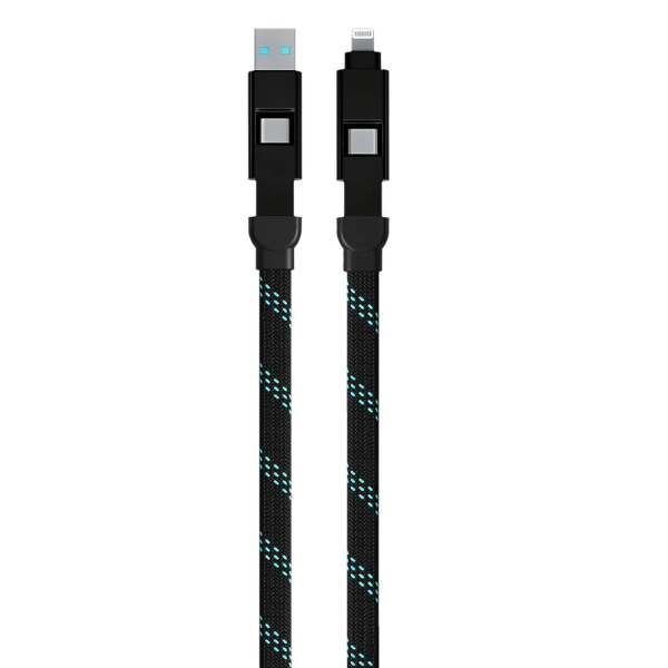 Quad Type A, Type C to Type C, Lightning 3.9 Feet (1.2M) 4-in-1 Cable (Nylon Braided, Black)