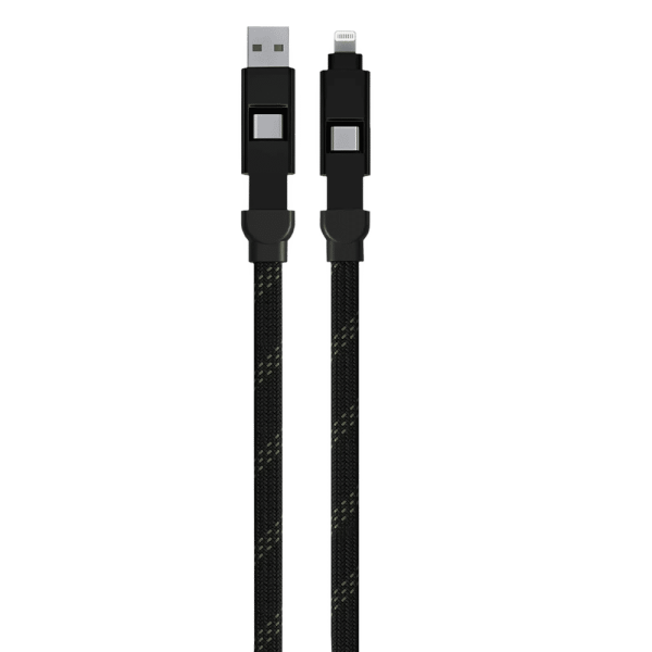Quad Type A, Type C to Type C, Lightning 3.9 Feet (1.2M) 4-in-1 Cable (Nylon Braided, Camo Black)