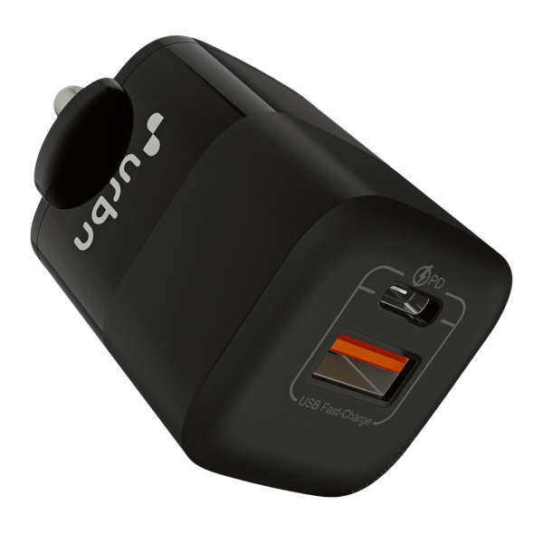 33W Type A & Type C 2-Port Fast Charger (Adapter Only, Short Circuit Control, Black)