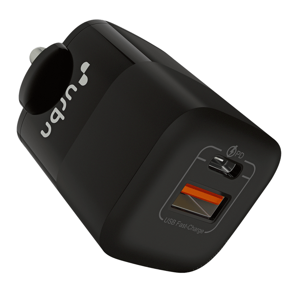 33W Type A & Type C 2-Port Fast Charger (Adapter Only, Short Circuit Control, Black)