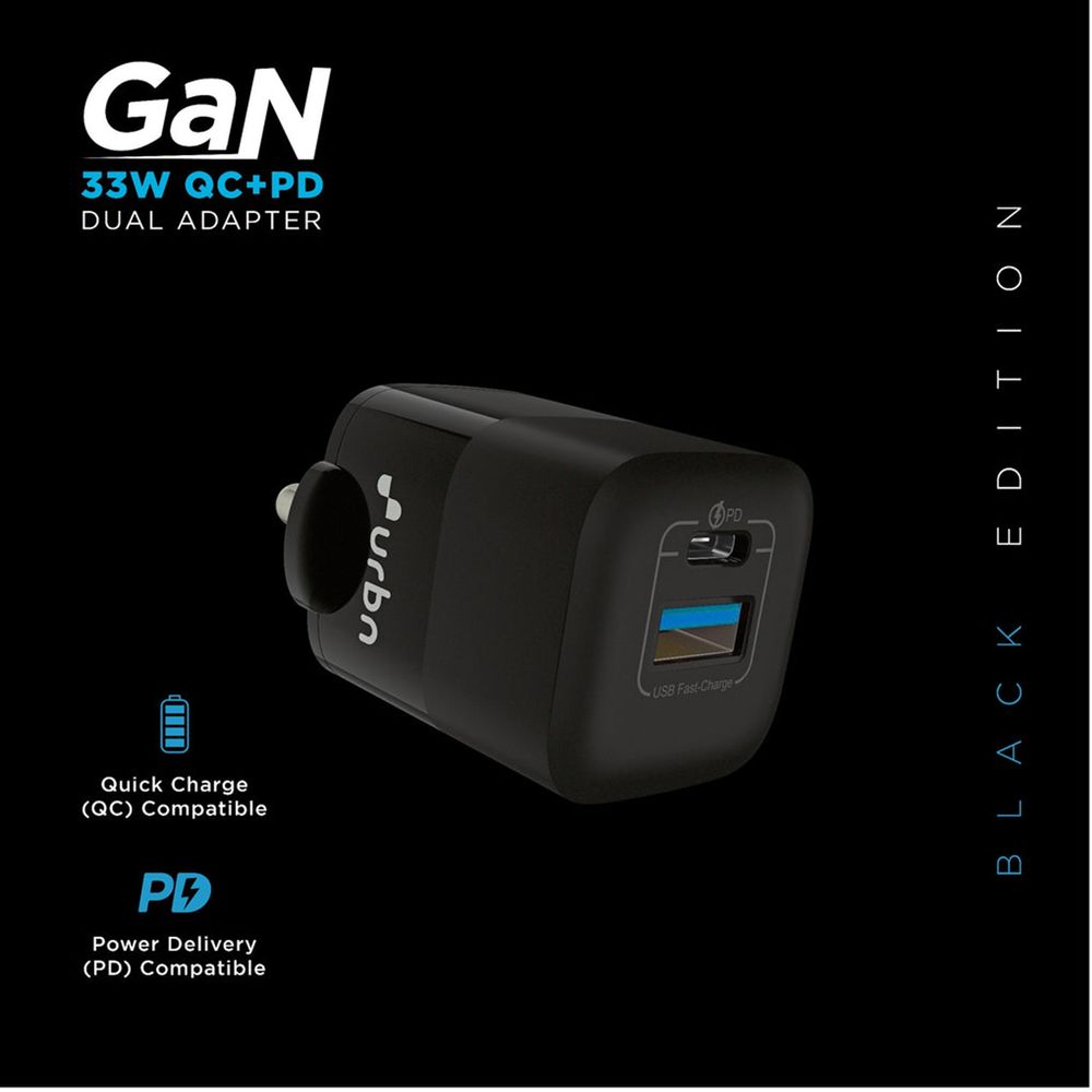 33W Type A & Type C 2-Port Fast Charger (Adapter Only, Short Circuit Control, Black) - Image 3