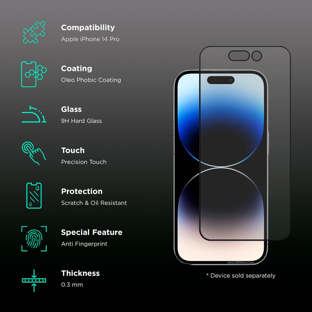 Tempered Glass for Apple iPhone 14 Pro (Bubble Proof) - Image 4
