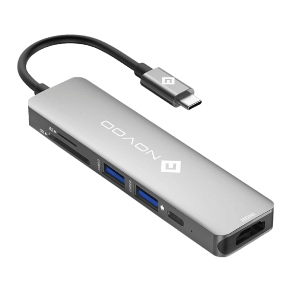 6-in-1 USB 3.0 Type C to USB Type C, USB 3.0 Type A, SD Card Slot, TF Card Reader, HDMI Type A USB Hub (5 Gbps Data Transfer Rate, Grey)