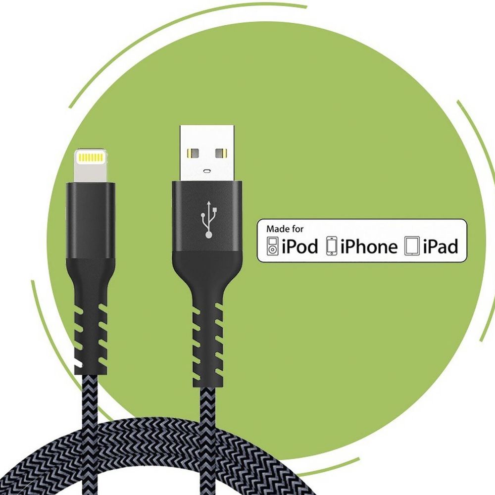 Type A to Lightning Connector 6.6 Feet (2 M) Cable (Tangle-free Design, Grey) - Image 3