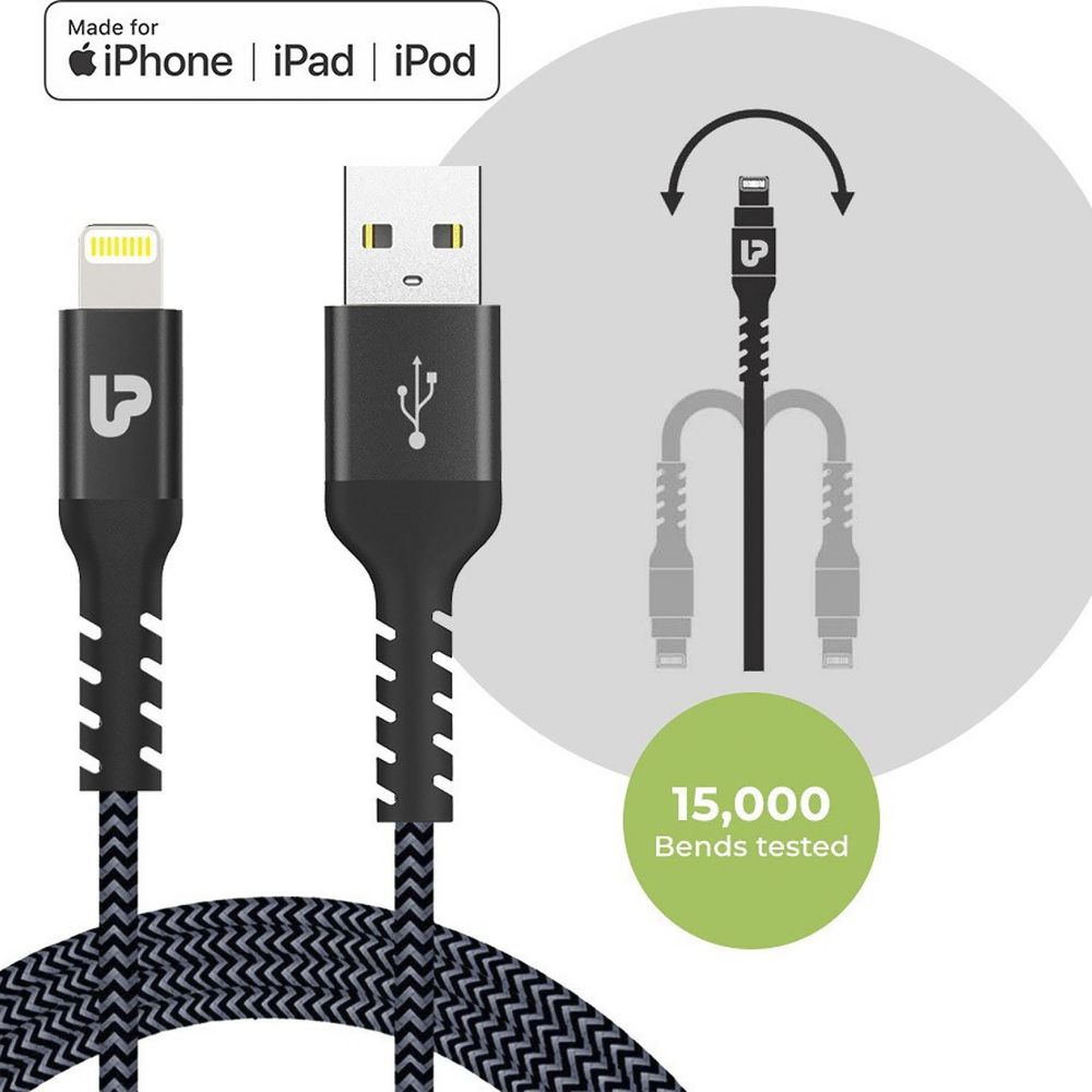 Type A to Lightning Connector 6.6 Feet (2 M) Cable (Tangle-free Design, Grey) - Image 4