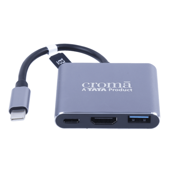 USB 3.0 Type C to USB 3.0 Type C, USB 3.0 Type A, HDMI Type A Multi-Port Hub (5 Gbps Data Transfer Rate, Grey)