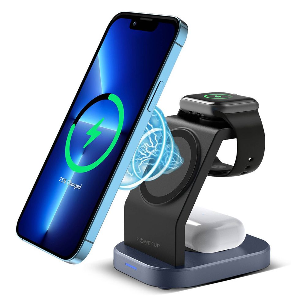 23W 3-in-1 Wireless Charger for iWatch Series 7, 6, 5, 4, 3, 2, 1, AirPods & iPhone (Multi-Layer Protection, Black) - Image 7
