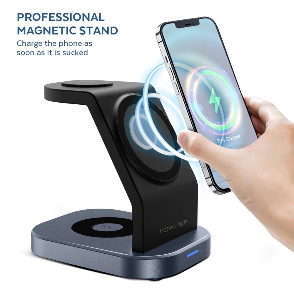 23W 3-in-1 Wireless Charger for iWatch Series 7, 6, 5, 4, 3, 2, 1, AirPods & iPhone (Multi-Layer Protection, Black) - Image 8