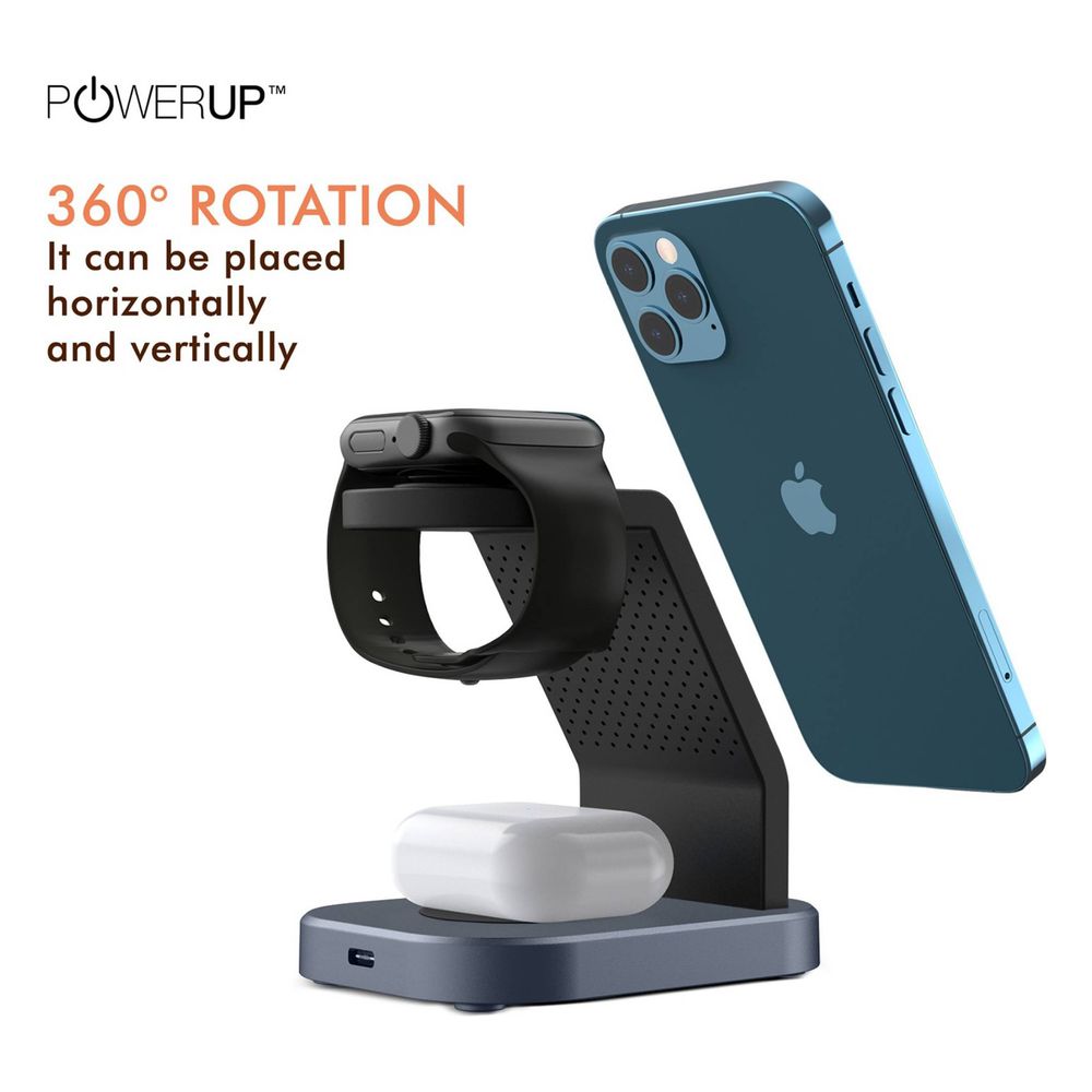 23W 3-in-1 Wireless Charger for iWatch Series 7, 6, 5, 4, 3, 2, 1, AirPods & iPhone (Multi-Layer Protection, Black) - Image 9
