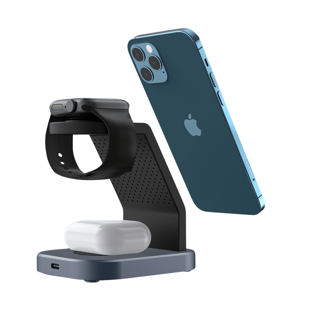 23W 3-in-1 Wireless Charger for iWatch Series 7, 6, 5, 4, 3, 2, 1, AirPods & iPhone (Multi-Layer Protection, Black) - Image 6