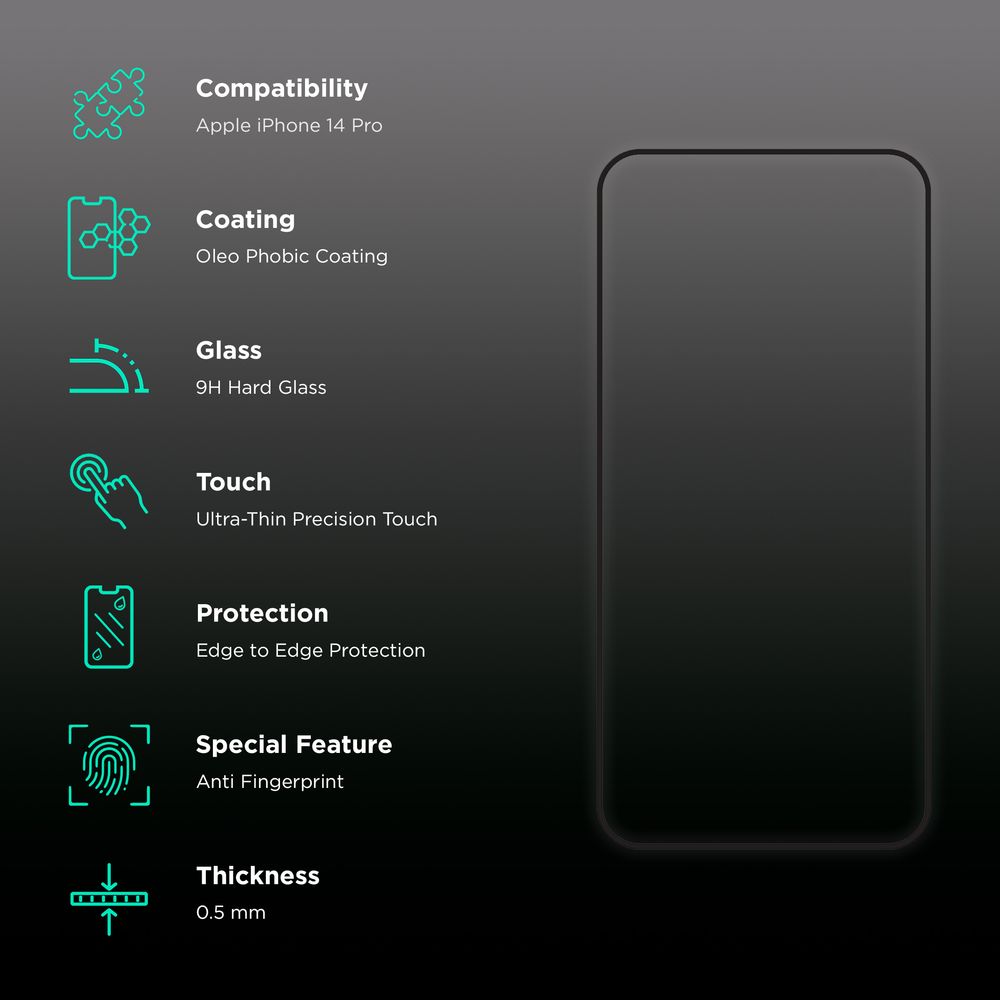 Tempered Glass for Apple iPhone 14 Pro (Full Coverage) - Image 4