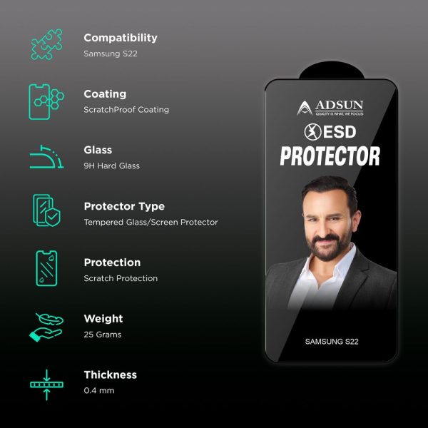 Tempered Glass for Samsung S22 (Anti Smudge)