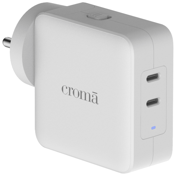 65W Type C 2-Port Fast Charger (Adapter Only, Advance GaN Technology, White)