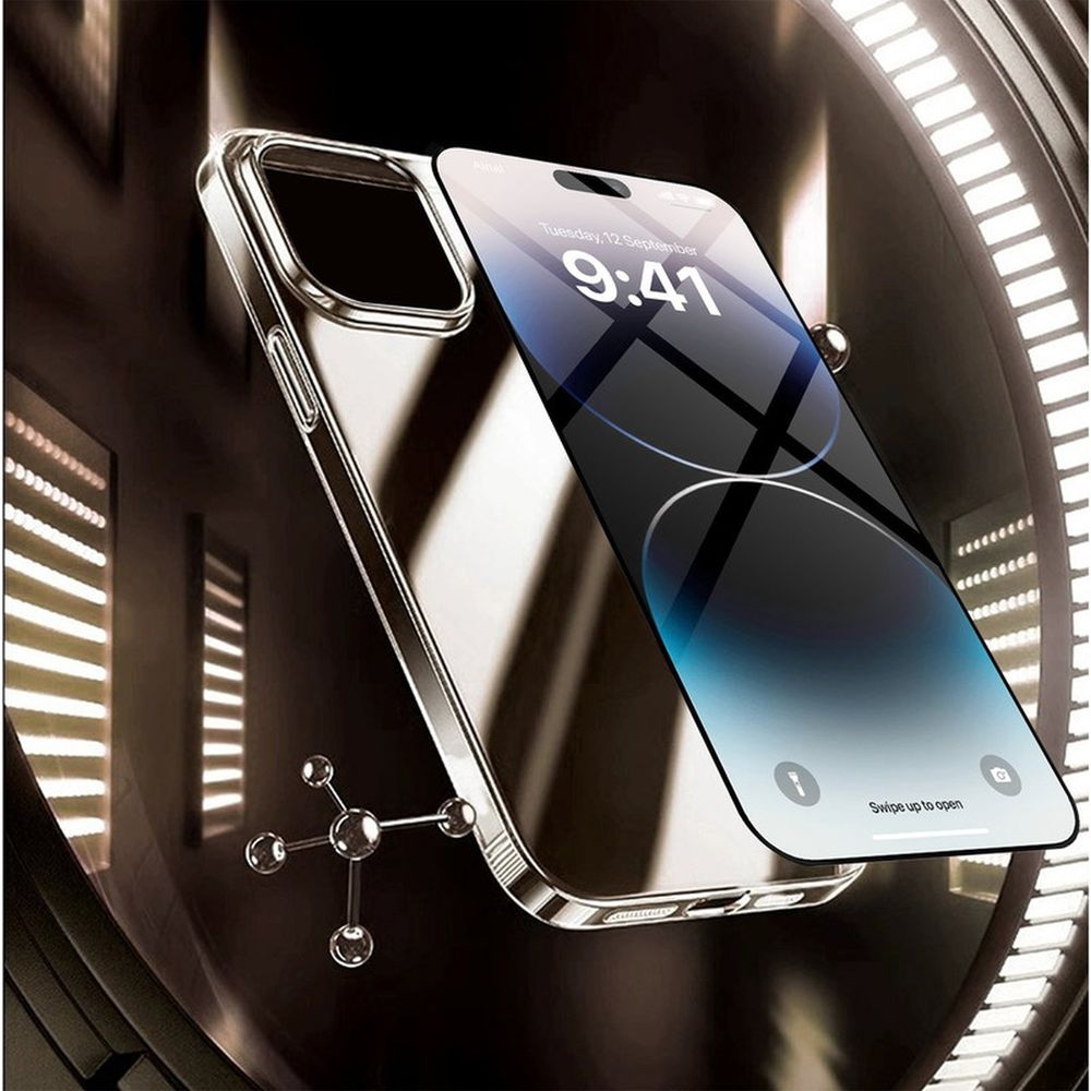 2IN1 Defence Tempered Glass & Silicon Back Cover Combo for Apple iPhone 15 Pro Max (Anti-Scratch Design, Clear) - Image 2