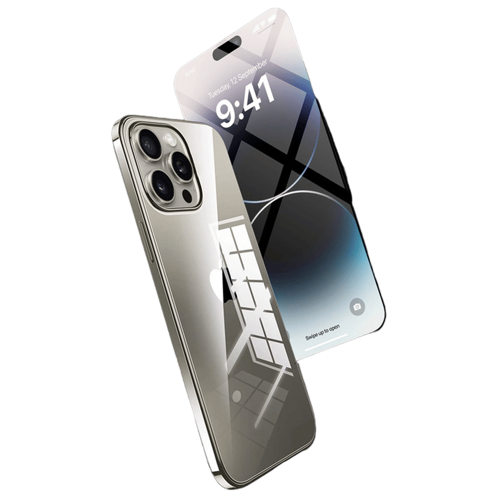 2IN1 Defence Tempered Glass & Silicon Back Cover Combo for Apple iPhone 15 Pro Max (Anti-Scratch Design, Clear)