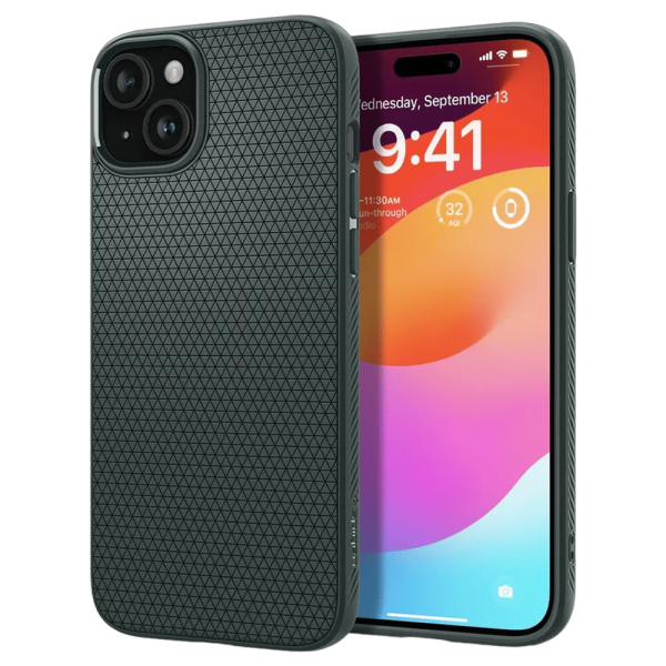Liquid Air Soft TPU Back Cover for Apple iPhone 15 (Air Cushion Technology, Abyss Green)