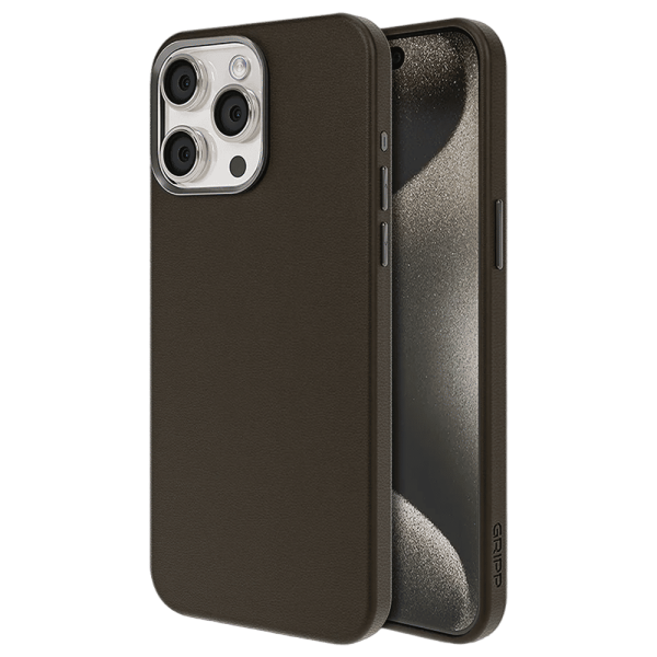 Heritage Xtreme Hard Liquid Silicone Back Cover for iPhone 15 Pro (Anti Bacterial Technology, Brown)