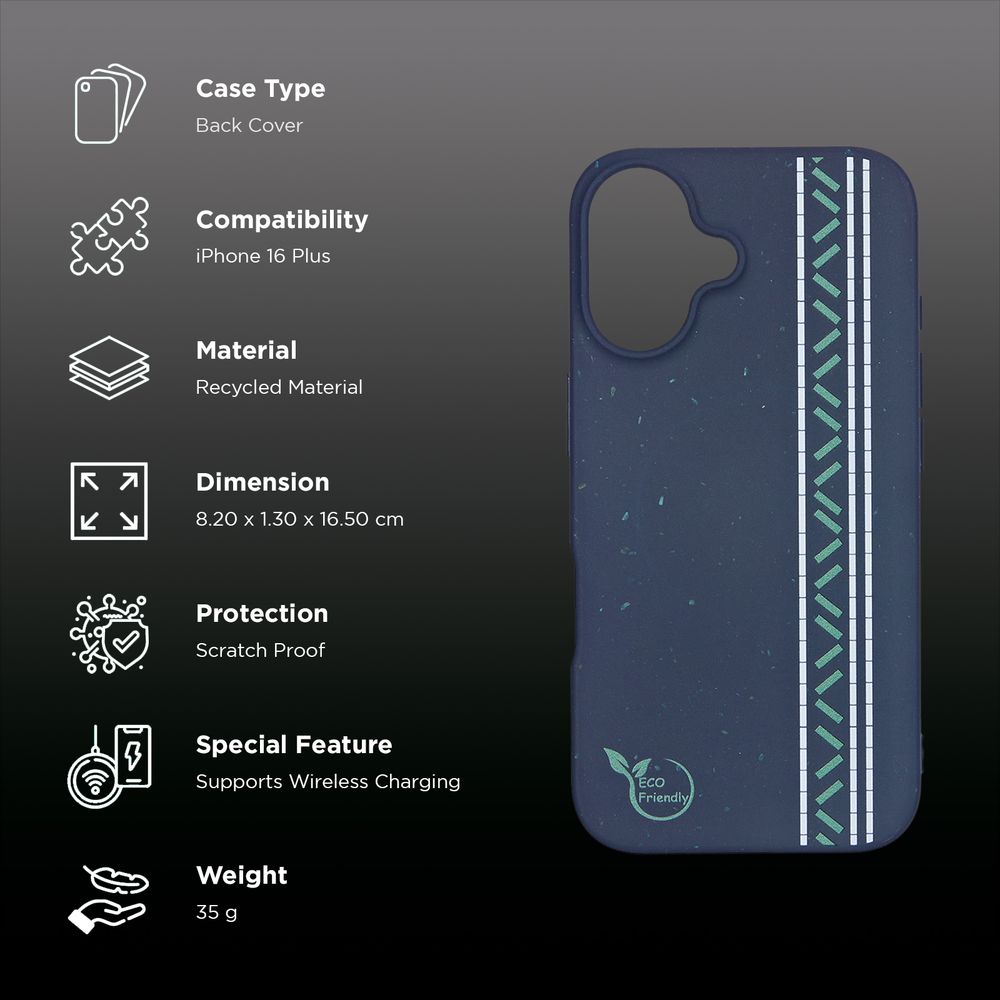 Back Cover for Apple iPhone 16 Plus (Magsafe Compatible, Navy Blue) - Image 2