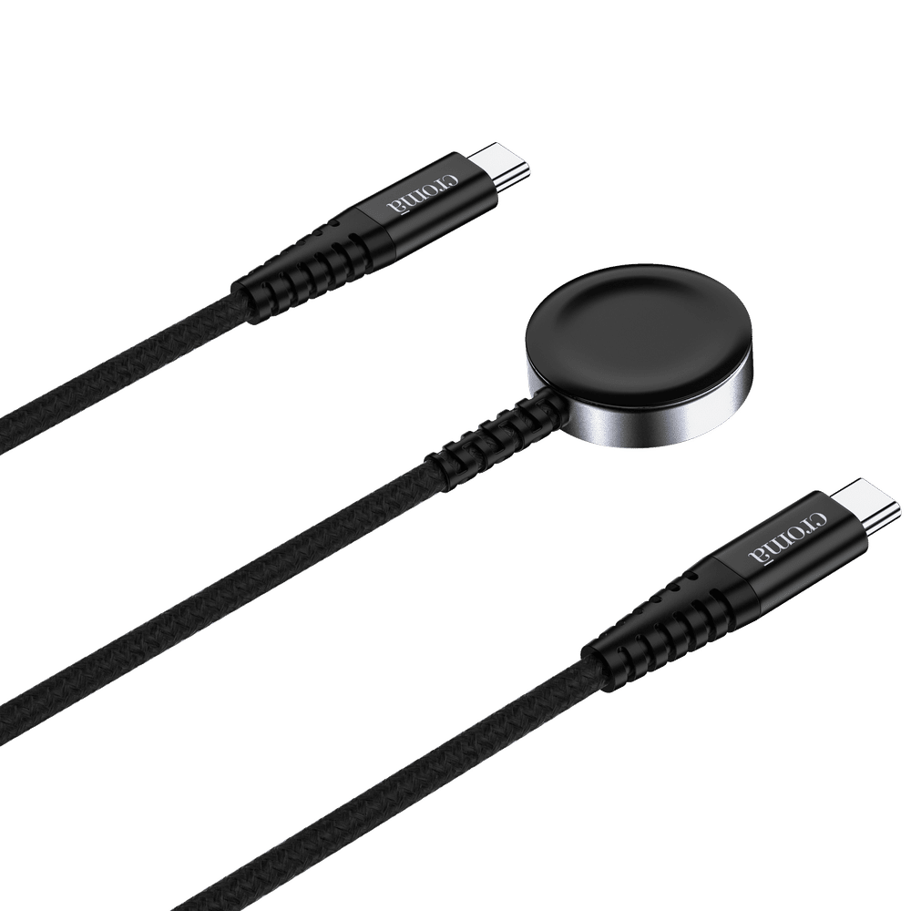 Type C to Type C & Wireless Charging Pad 3.9 Feet (1.2M) 2-in-1 Cable (For Apple Watch, Black) - Image 4