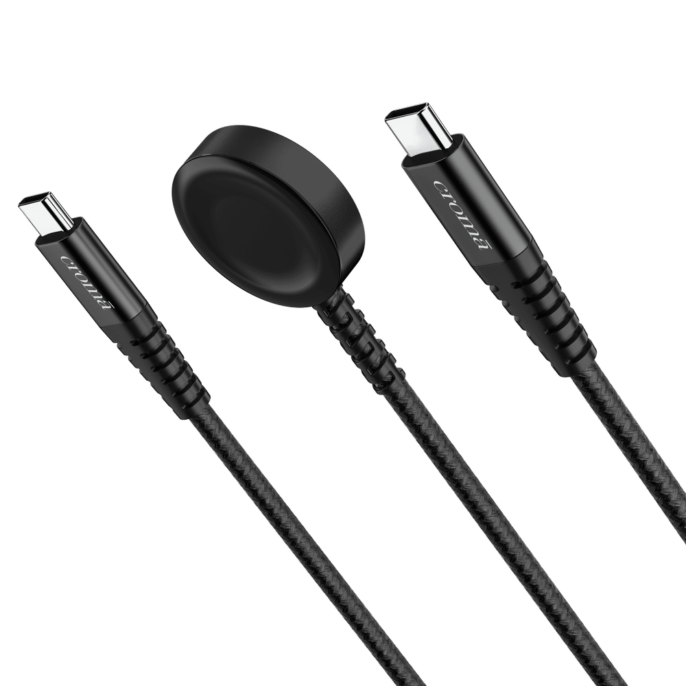 Type C to Type C & Wireless Charging Pad 3.9 Feet (1.2M) 2-in-1 Cable (For Apple Watch, Black) - Image 5