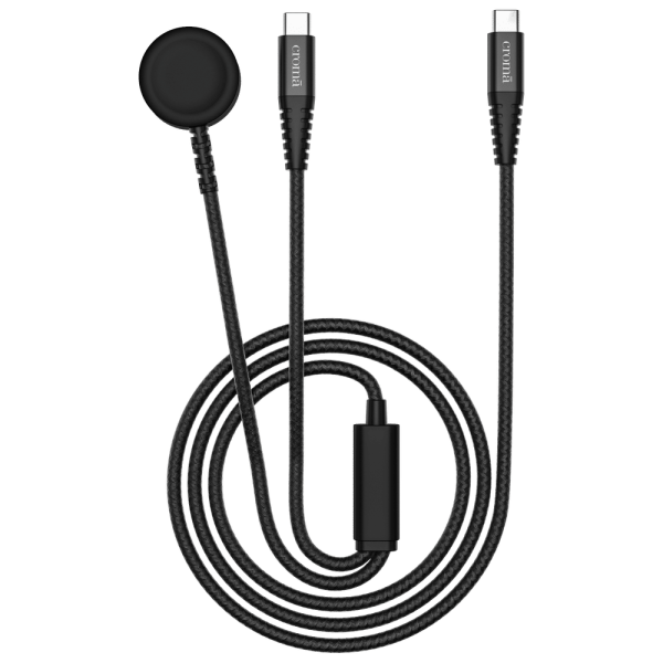 Type C to Type C & Wireless Charging Pad 3.9 Feet (1.2M) 2-in-1 Cable (For Apple Watch, Black)