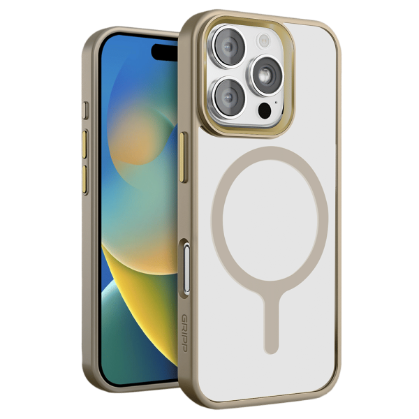 Clarion Hard & Soft TPU & Polycarbonate Back Cover for Apple iPhone 16 Pro (MagSafe Compatible, Gold)