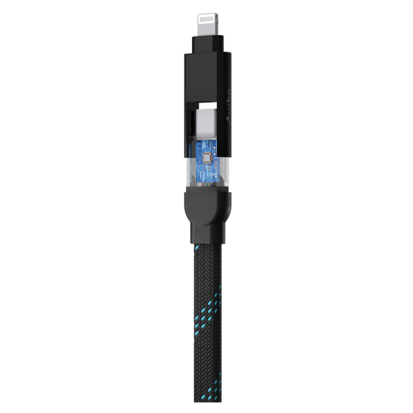 Type A to Lightning, Type C, Type C to Lightning, Type C 1 Feet (0.30M) 4-in-1 Cable (Quick Charge Technology, Black)