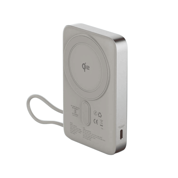 10000 mAh 35W Fast Charging Power Bank (2 Type C, Qi2 Magsafe, Digital Display, Silver)